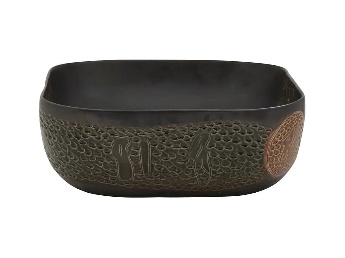 Vasque à poser Lavabo | Bac à laver noir rectangulaire 48x37,5x13,5 cm céramique