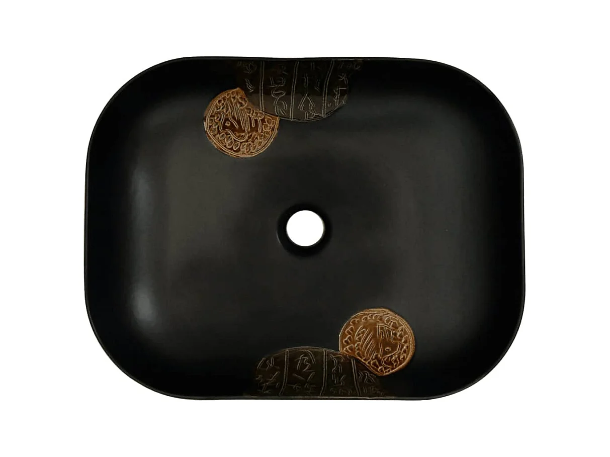 Vasque à poser Lavabo | Bac à laver noir rectangulaire 48x37,5x13,5 cm céramique