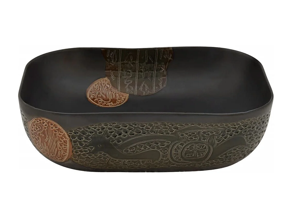 Vasque à poser Lavabo | Bac à laver noir rectangulaire 48x37,5x13,5 cm céramique