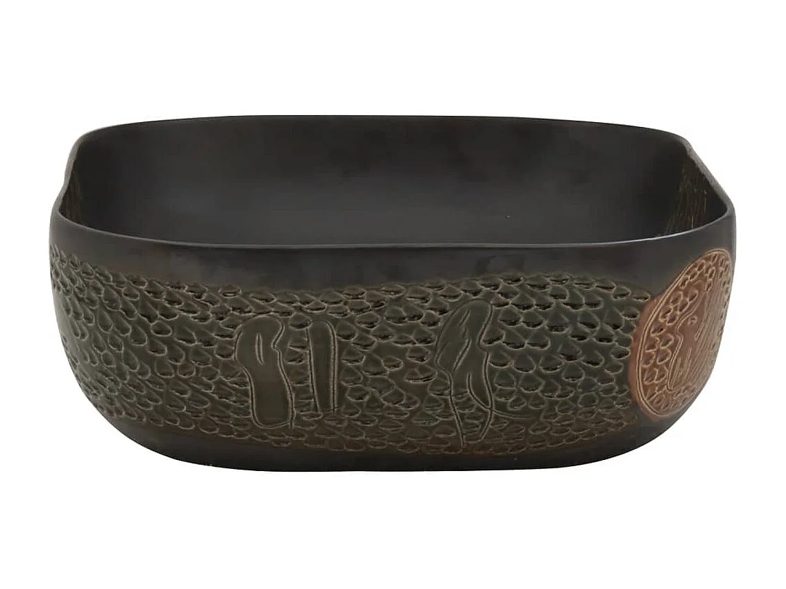 Vasque à poser Lavabo | Bac à laver noir rectangulaire 48x37,5x13,5 cm céramique