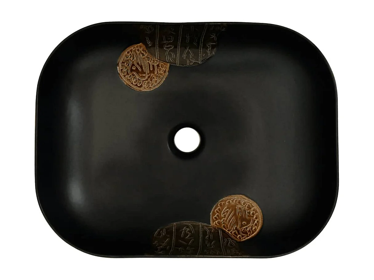 Vasque à poser Lavabo | Bac à laver noir rectangulaire 48x37,5x13,5 cm céramique