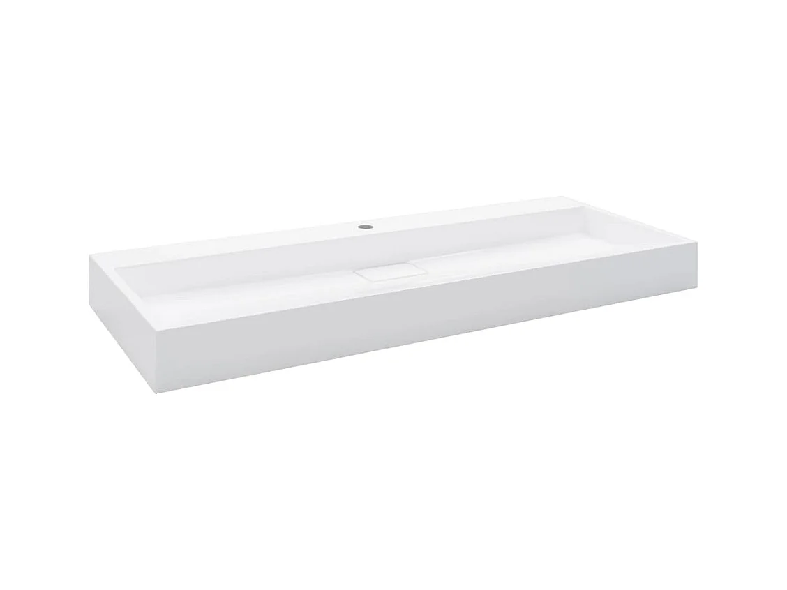 Lavabo salle de bain-Vasque à poser 120x46x11 cm Fonte minérale/marbre Blanc