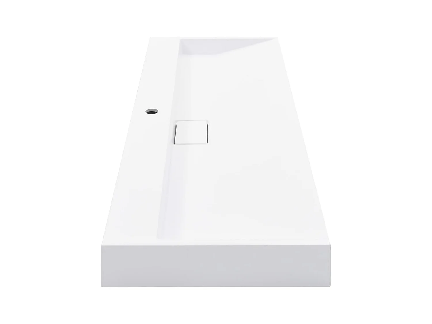 Lavabo salle de bain-Vasque à poser 120x46x11 cm Fonte minérale/marbre Blanc