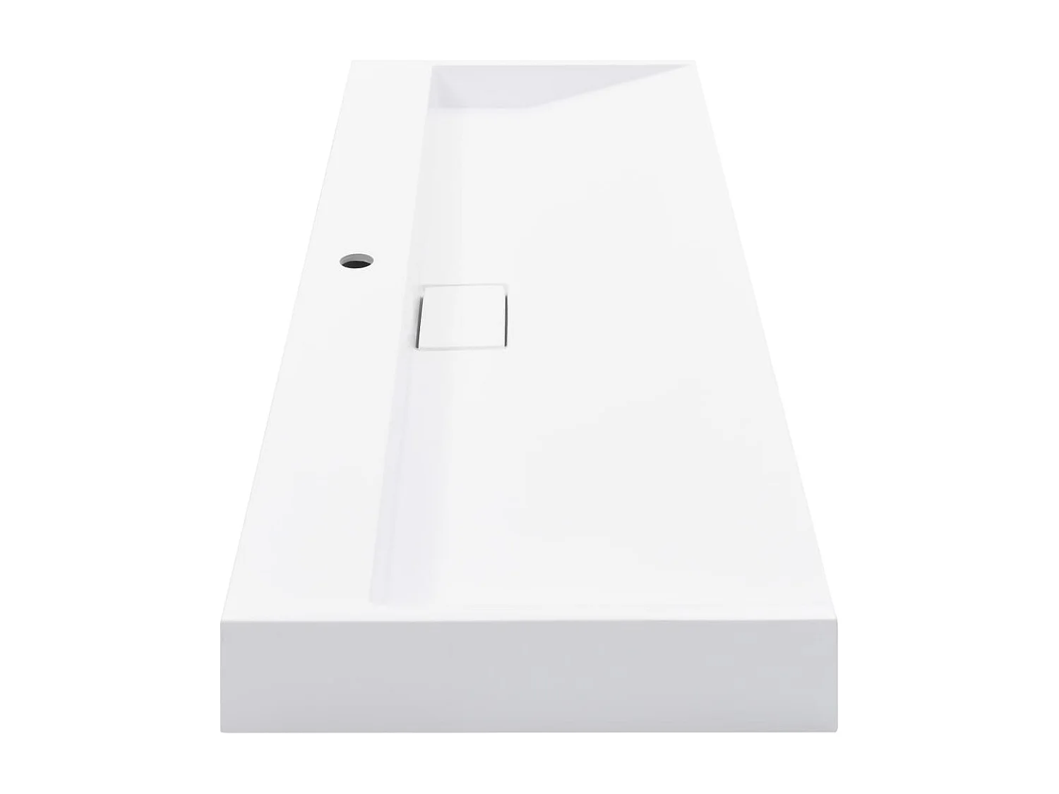 Lavabo salle de bain-Vasque à poser 120x46x11 cm Fonte minérale/marbre Blanc