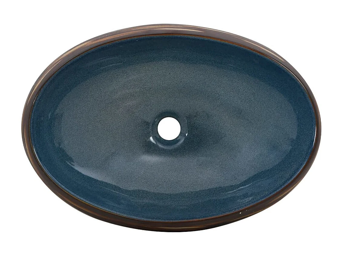 Vasque à poser Lavabo | Bac à laver marron et bleu ovale 59x40x15 cm céramique