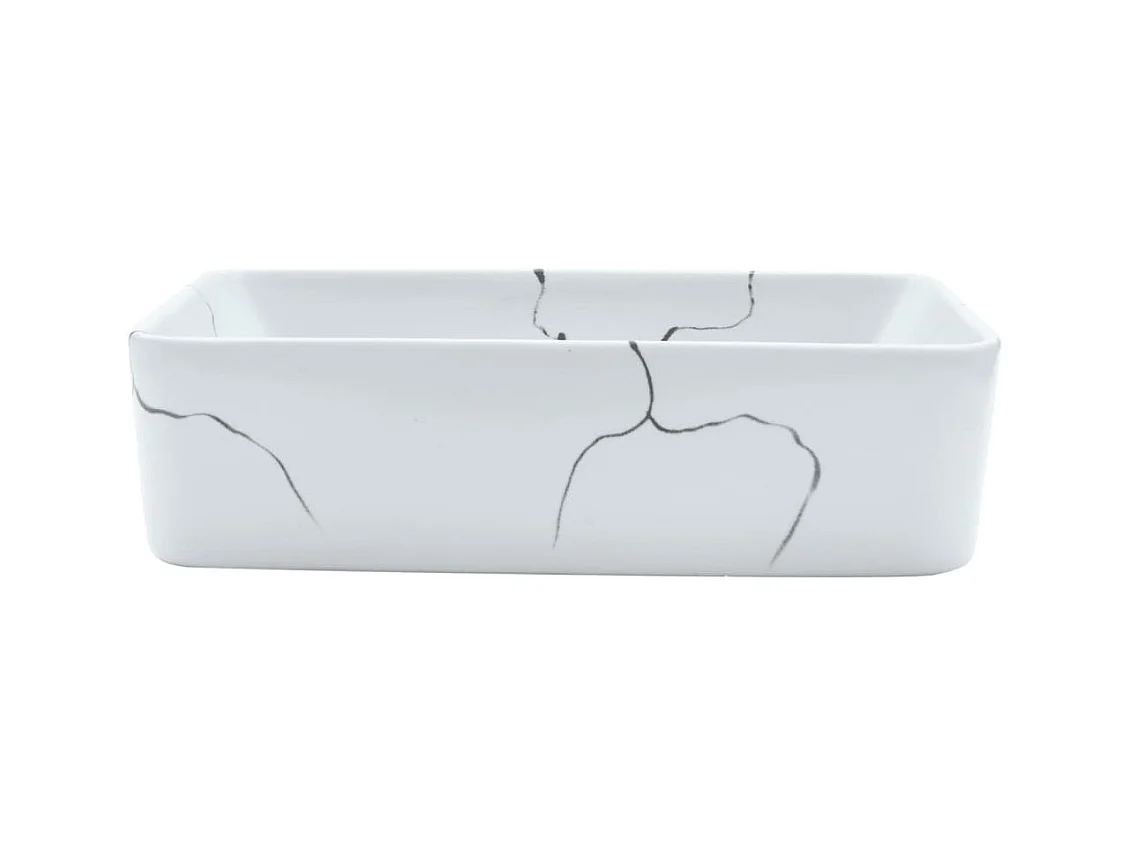 Vasque à poser Lavabo | Bac à laver blanc rectangulaire 46x35,5x13 cm céramique
