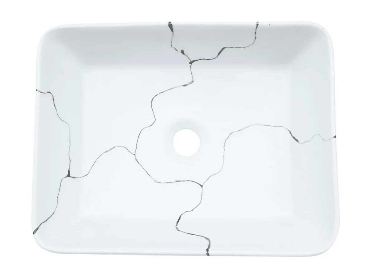 Vasque à poser Lavabo | Bac à laver blanc rectangulaire 46x35,5x13 cm céramique