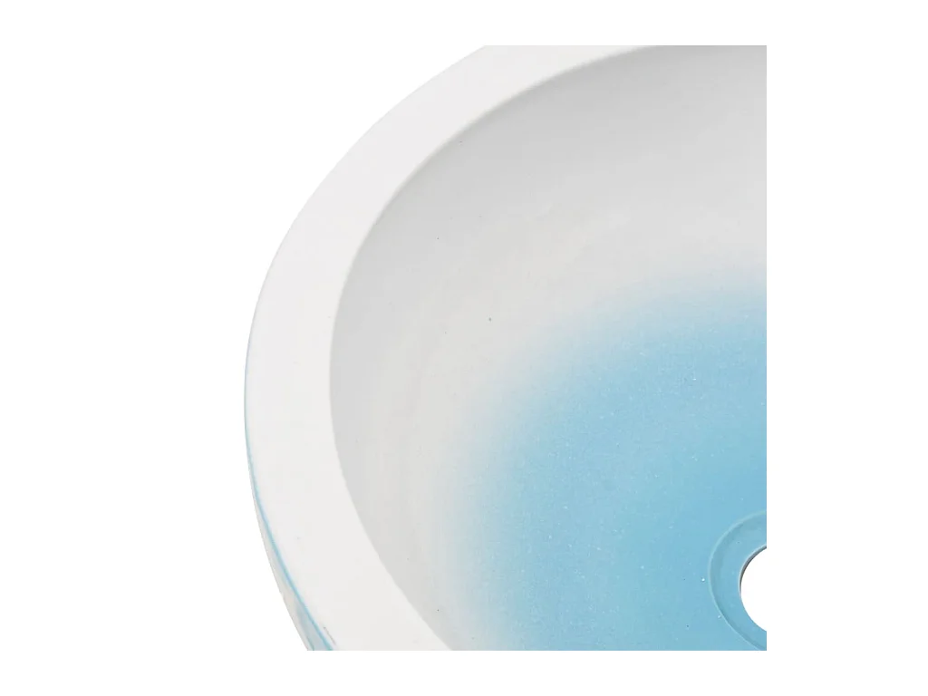 Vasque à poser Lavabo | Bac à laver blanc et bleu rond Φ41x14 cm céramique