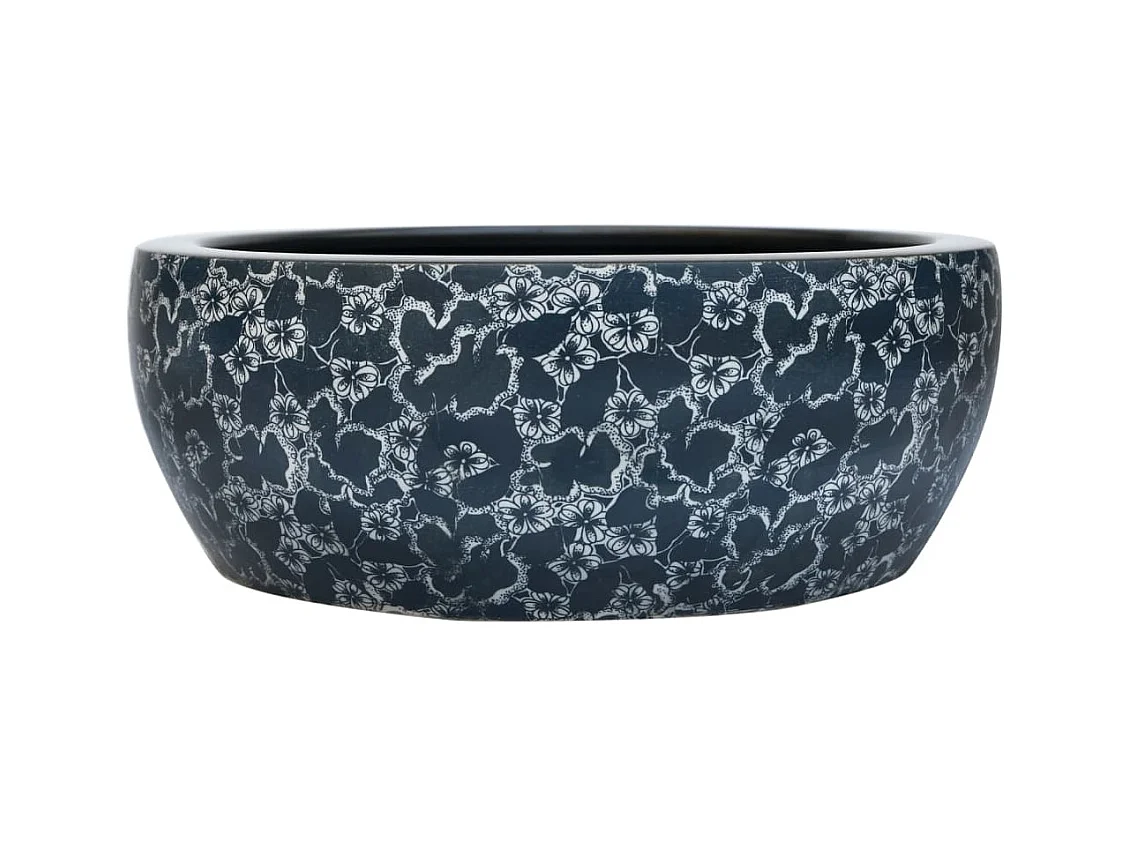 Vasque à poser Lavabo | Bac à laver noir et bleu rond Φ41x14 cm céramique