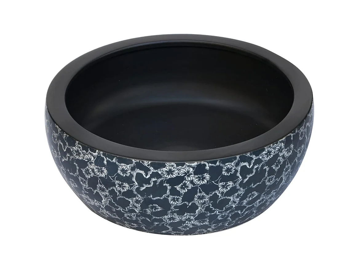 Vasque à poser Lavabo | Bac à laver noir et bleu rond Φ41x14 cm céramique