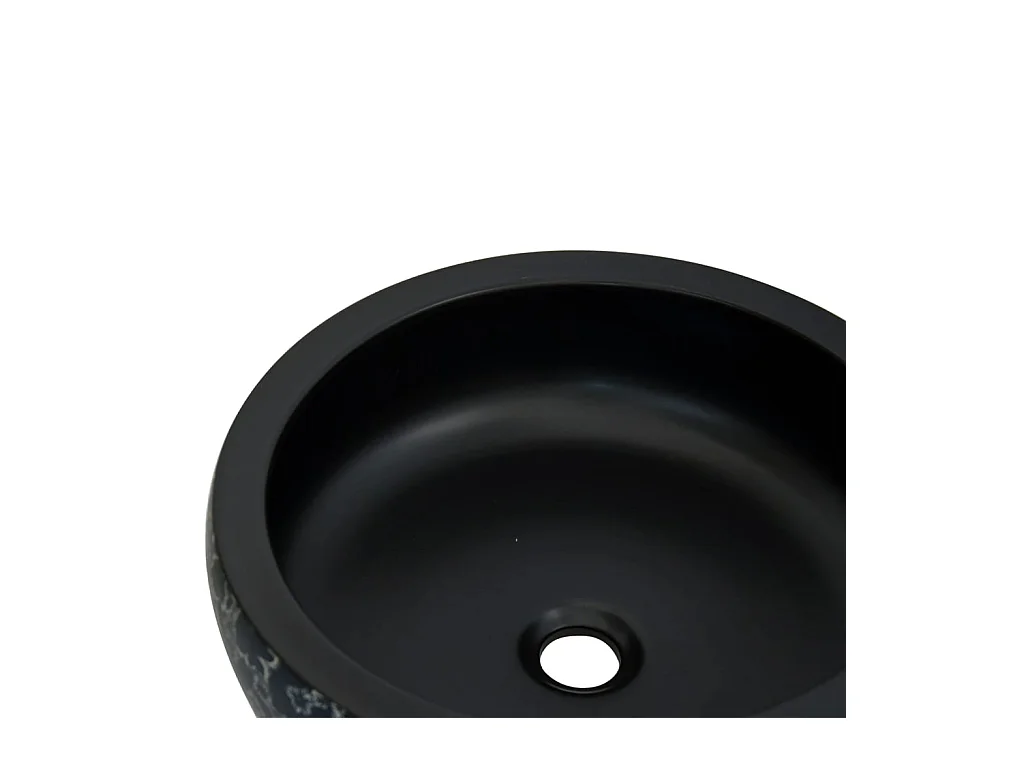 Vasque à poser Lavabo | Bac à laver noir et bleu rond Φ41x14 cm céramique