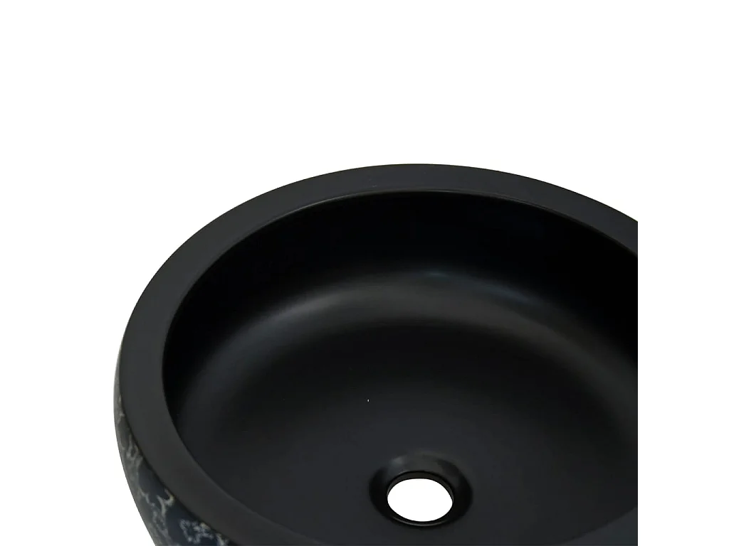 Vasque à poser Lavabo | Bac à laver noir et bleu rond Φ41x14 cm céramique