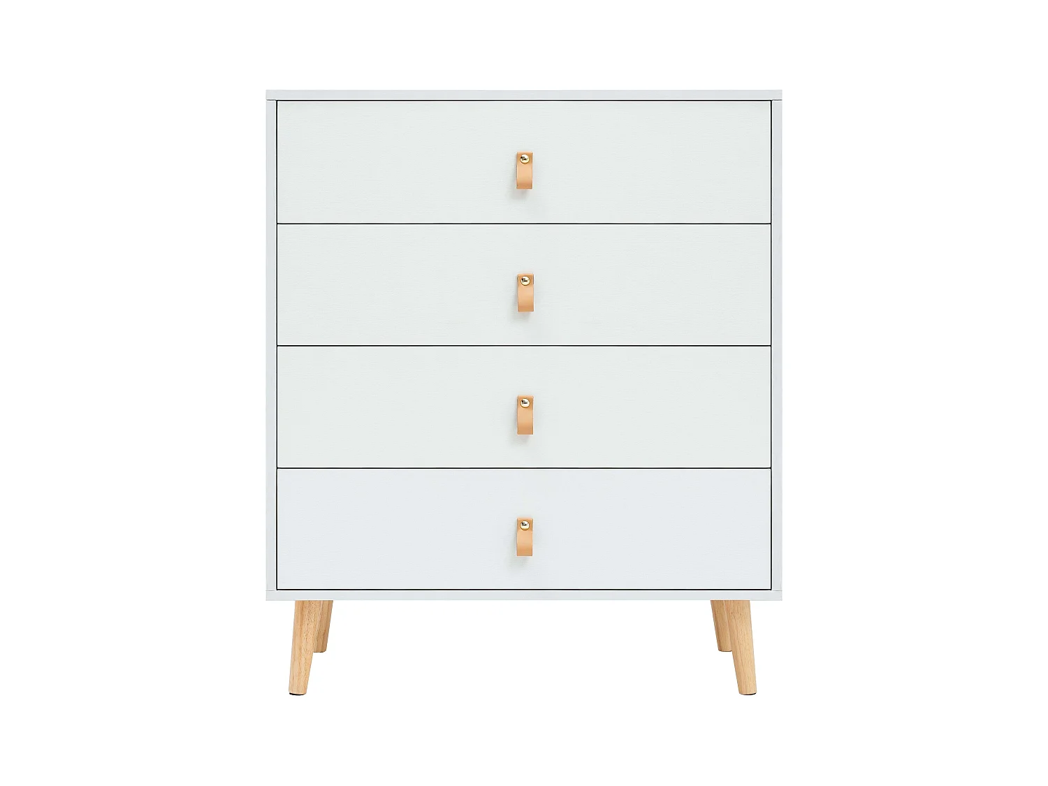 Commode 4 tiroirs Anzio, pin blanc mat, 80 cm