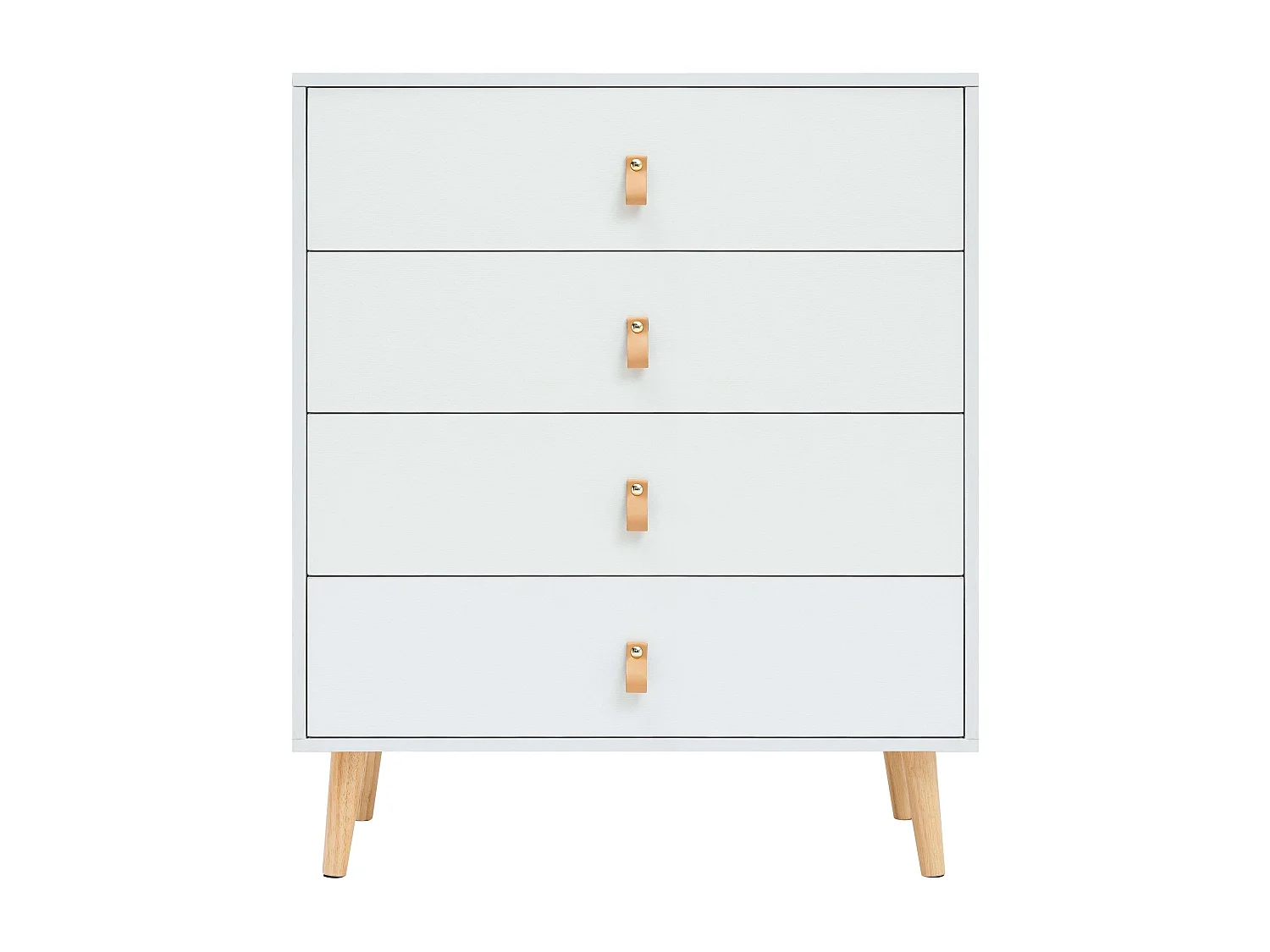 Commode 4 tiroirs Anzio, pin blanc mat, 80 cm