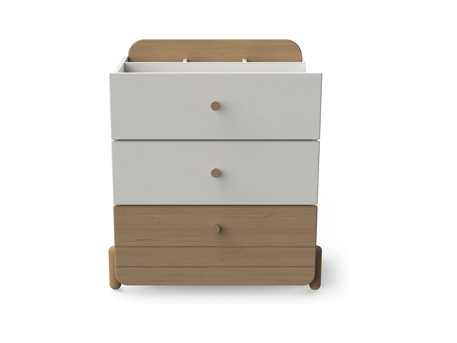 Commode jeunesse Edaj 3 tiroirs Blanc et chêne 73x82cm Chambre