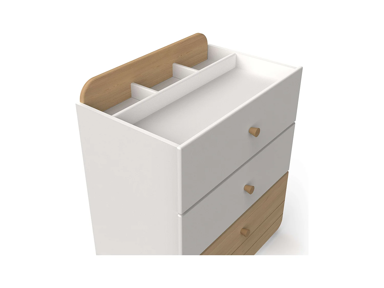 Commode jeunesse Edaj 3 tiroirs Blanc et chêne 73x82cm Chambre