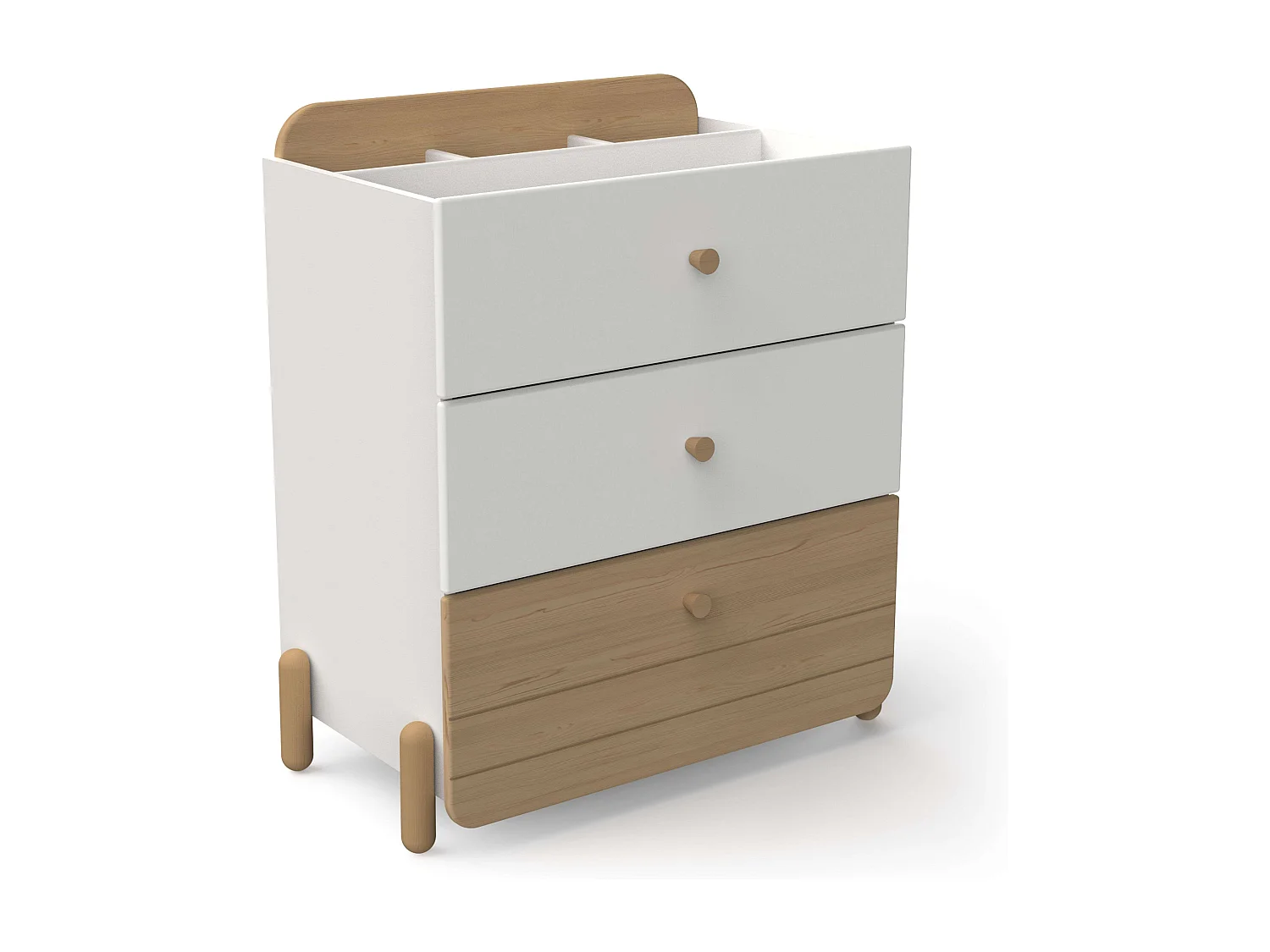 Cômoda Edaj Youth 3 Gavetas Branco e Carvalho 73x82cm Quarto