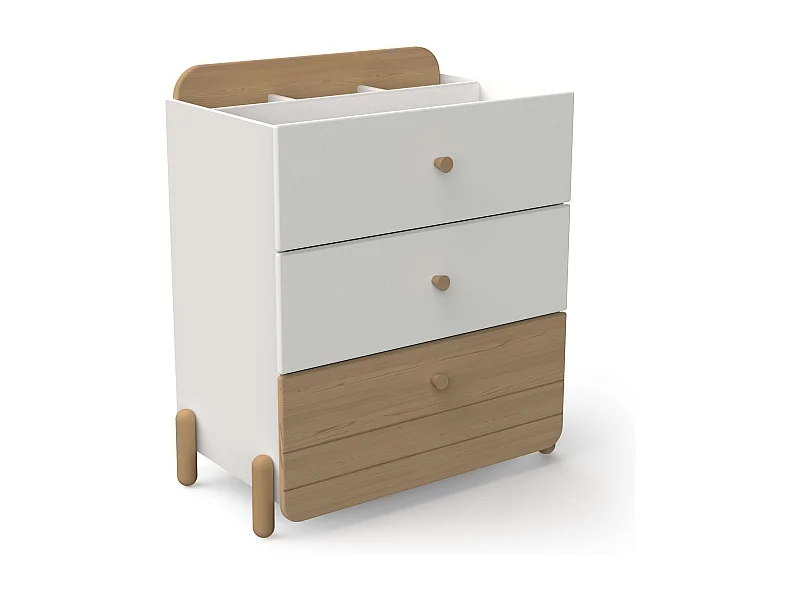 Cômoda Edaj Youth 3 Gavetas Branco e Carvalho 73x82cm Quarto