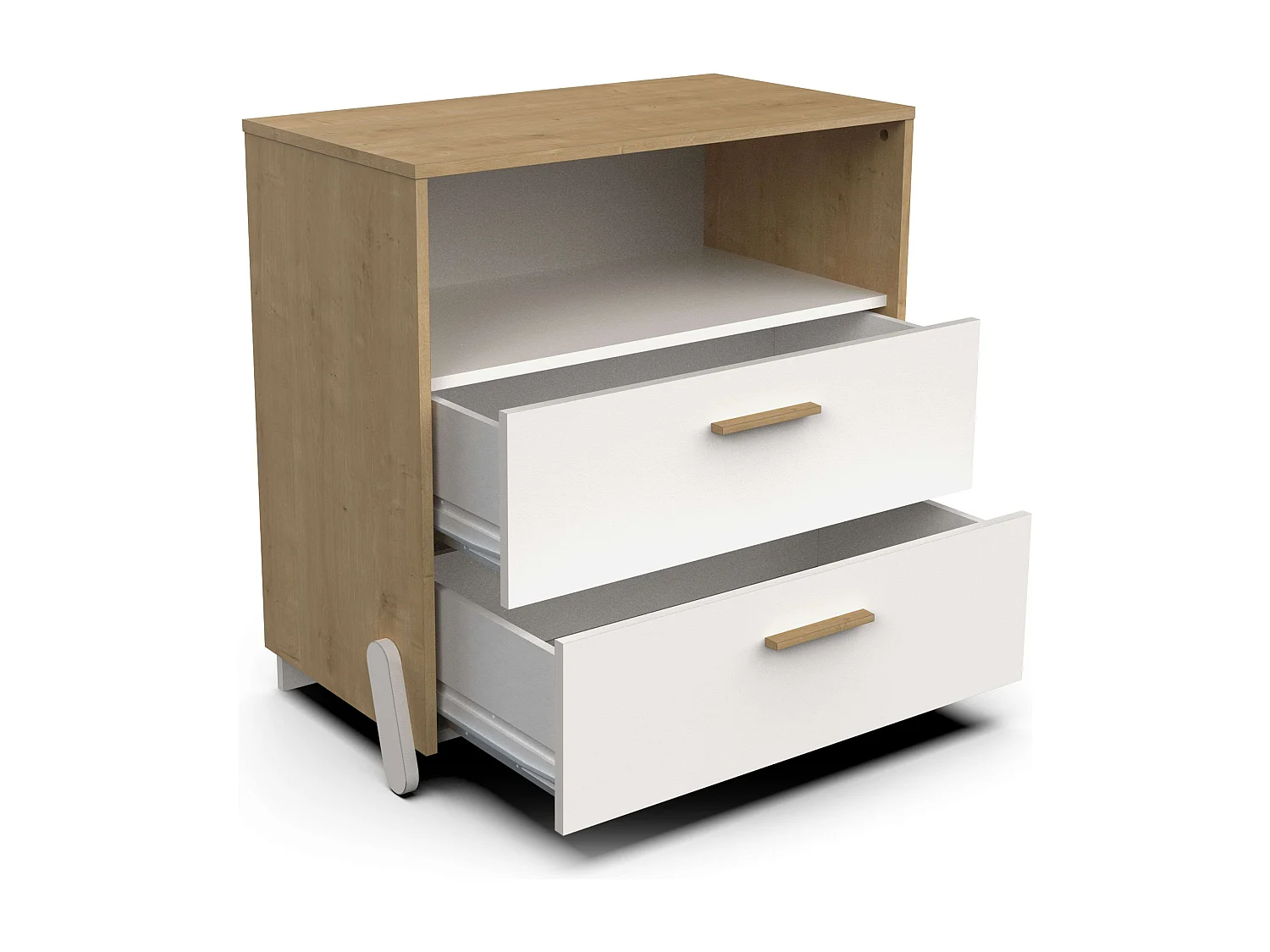 Cômoda Naili Youth 2 Gavetas Quarto Carvalho e Branco 73X74 cm