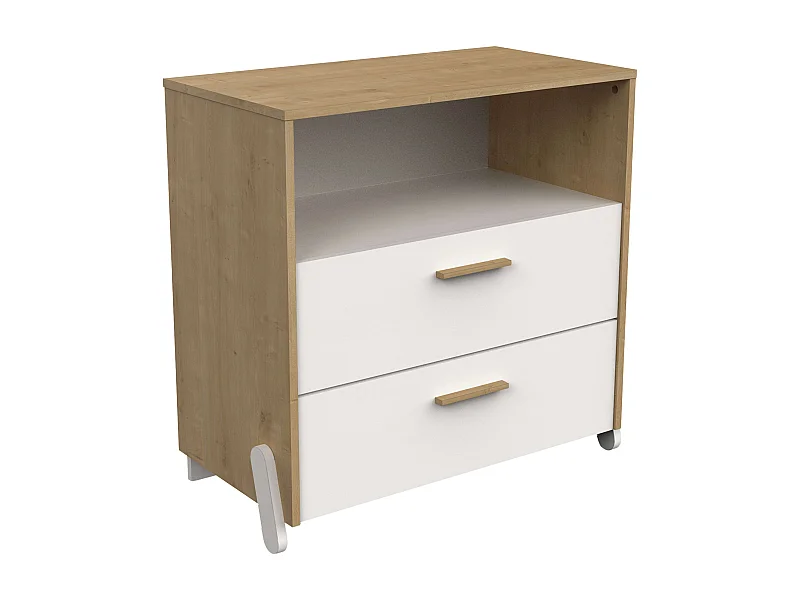 Cômoda Naili Youth 2 Gavetas Quarto Carvalho e Branco 73X74 cm