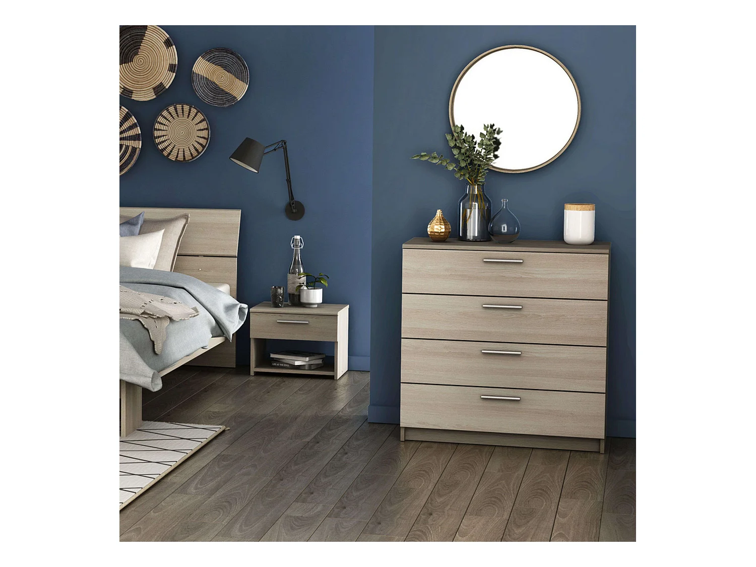 Commode Prins Shannon en chêne 81x80x38 cm Chambre