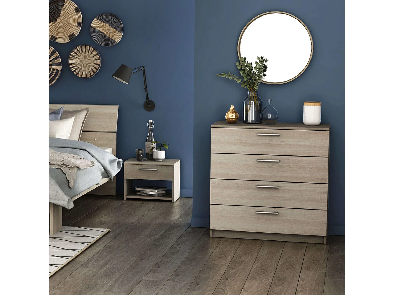 Commode Prins Shannon en chêne 81x80x38 cm Chambre