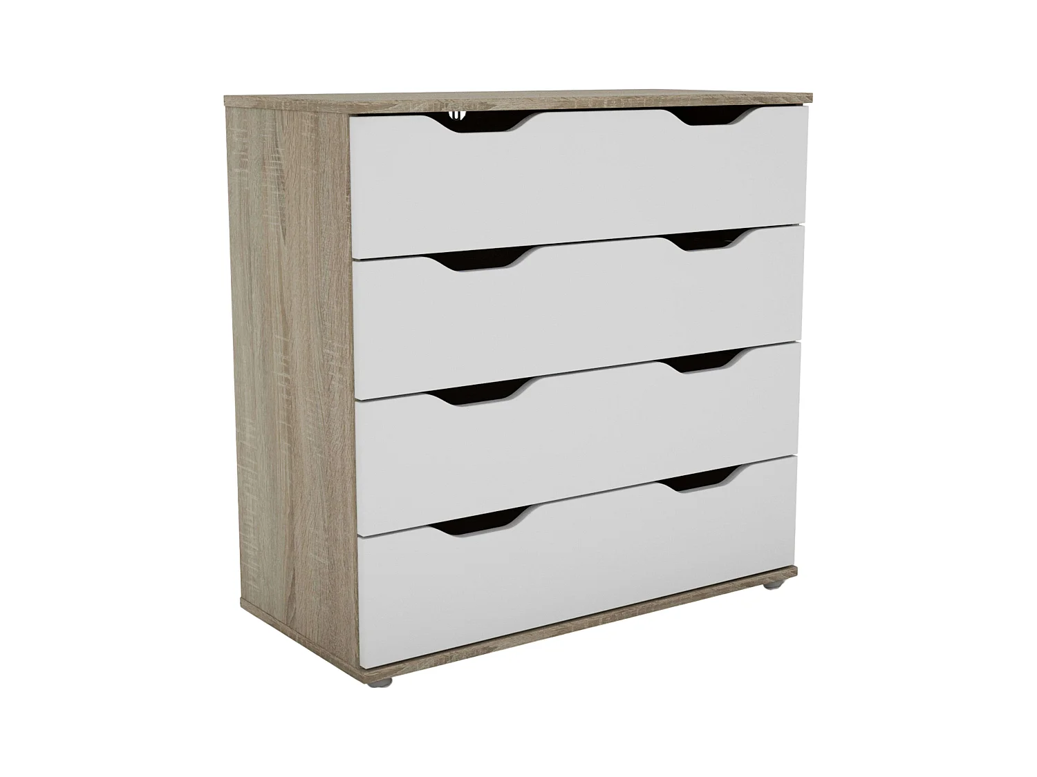 Commode Parc 4 tiroirs Chêne Sonoma Blanc Mat 80 x 78,7 x 38 cm
