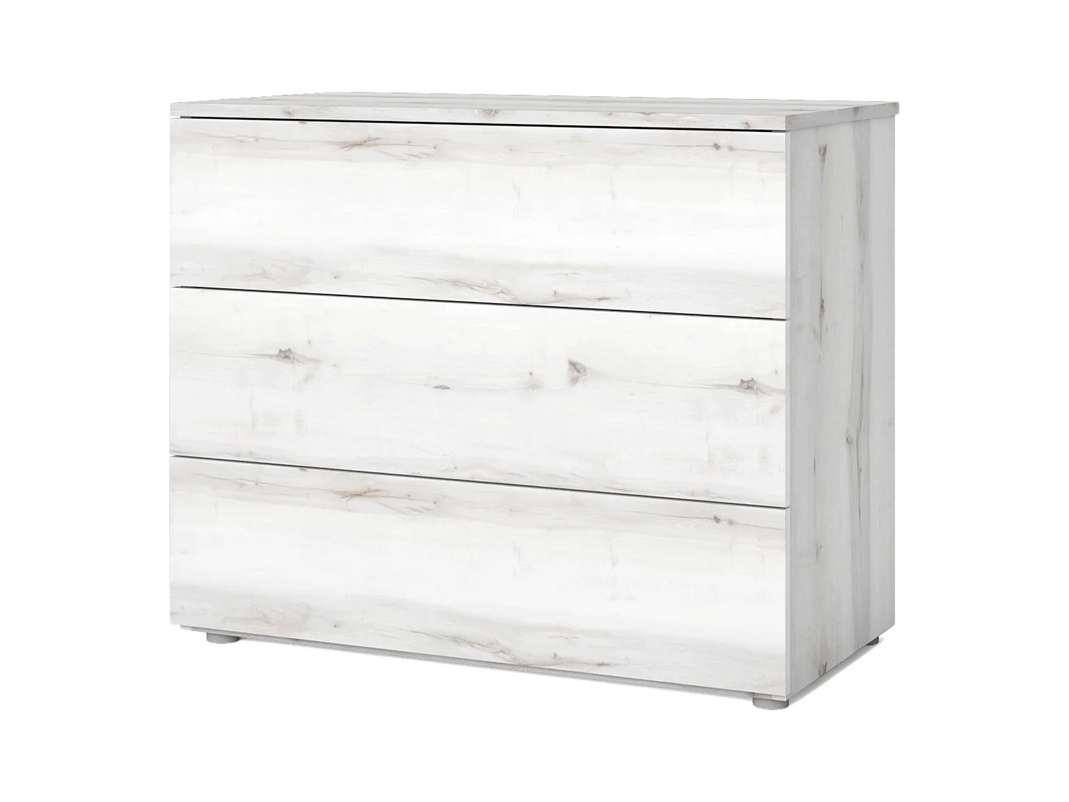 Commode de chambre Lyon style contemporain blanc 3 tiroirs 80x74x40 cm