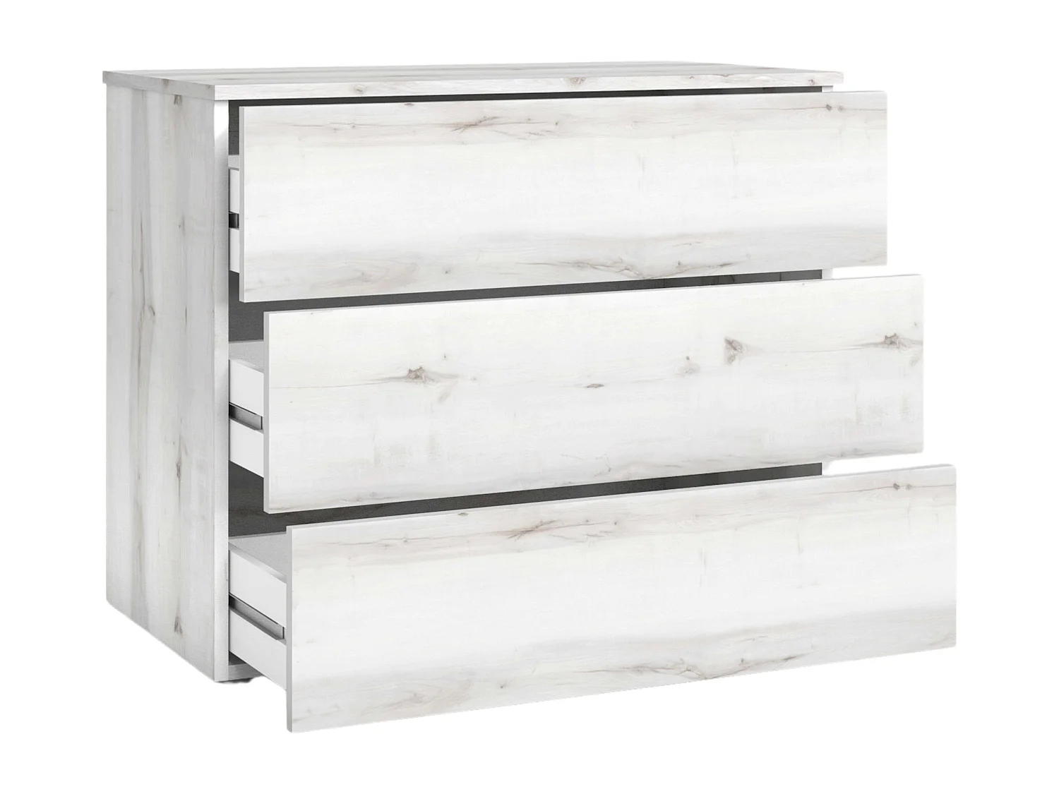 Commode de chambre Lyon style contemporain blanc 3 tiroirs 80x74x40 cm