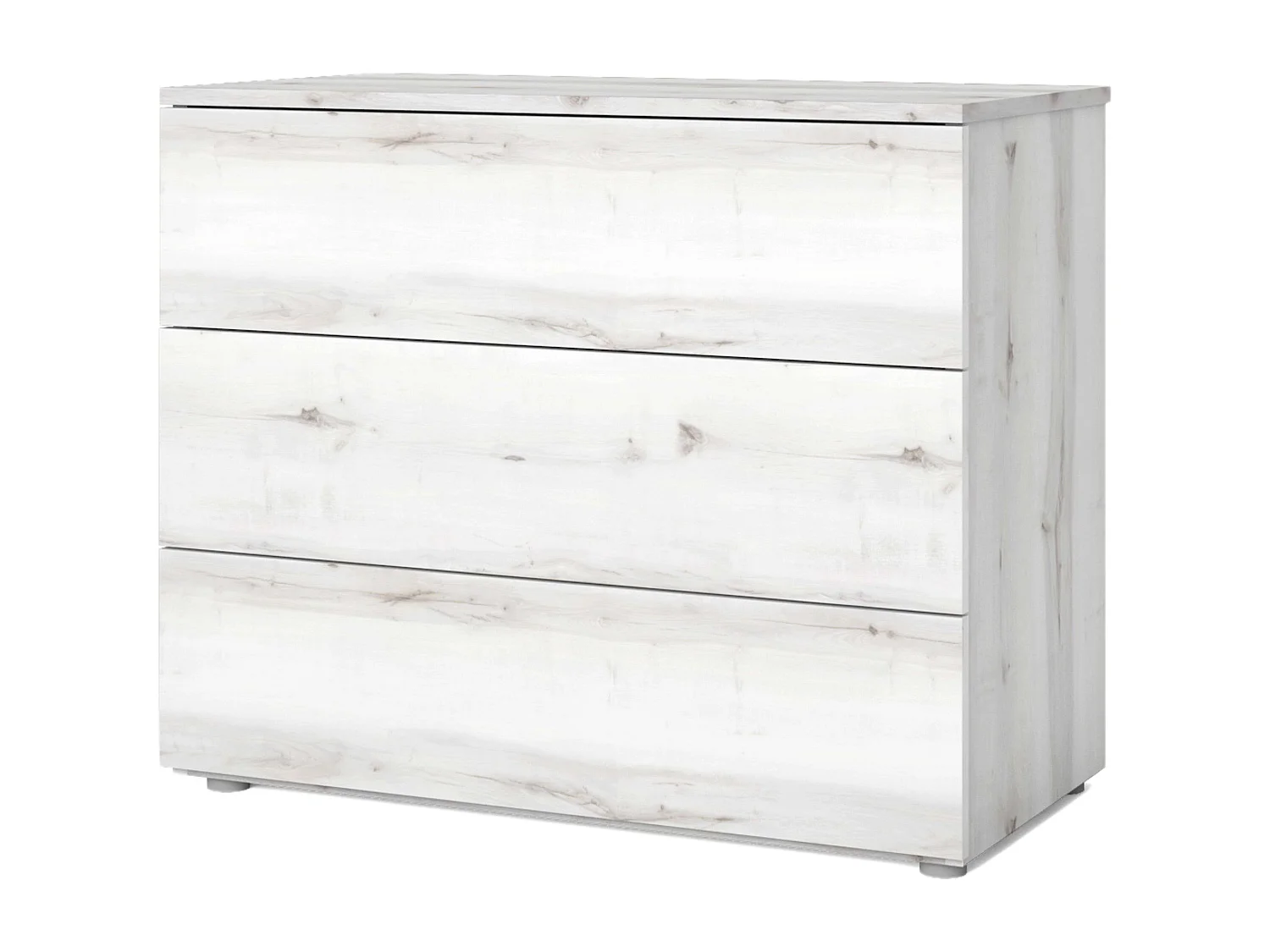 Commode de chambre Lyon style contemporain blanc 3 tiroirs 80x74x40 cm