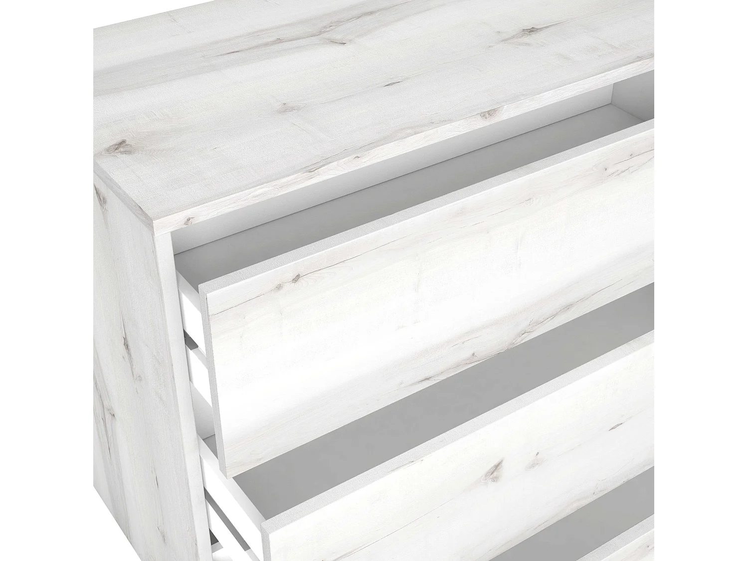 Commode de chambre Lyon style contemporain blanc 3 tiroirs 80x74x40 cm