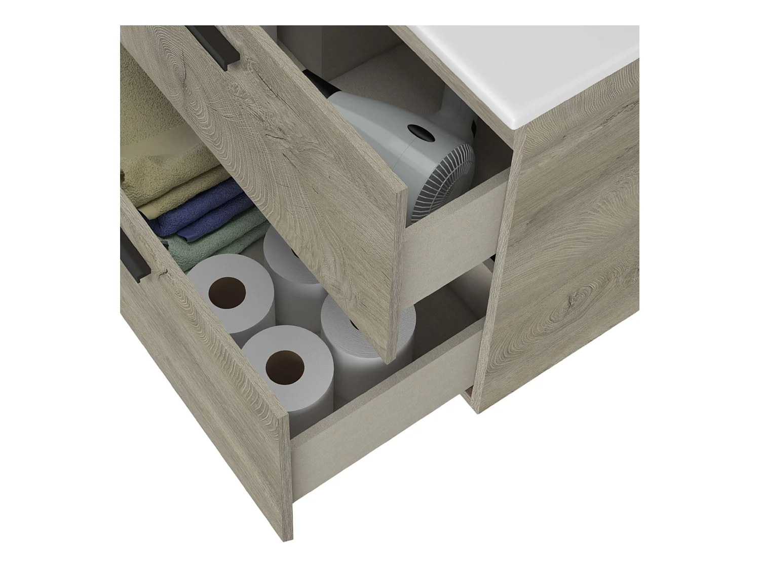 Commode 3 tiroirs Genius Blanc/Gris Chambre Jeunesse 76x78x43 cm