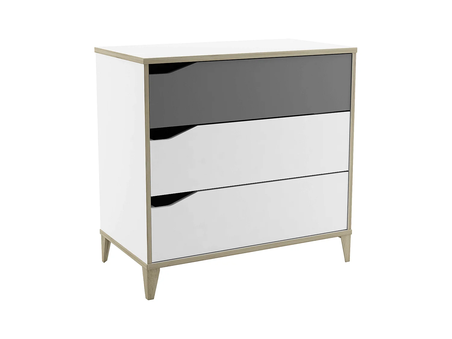 Commode 3 tiroirs Genius Blanc/Gris Chambre Jeunesse 76x78x43 cm