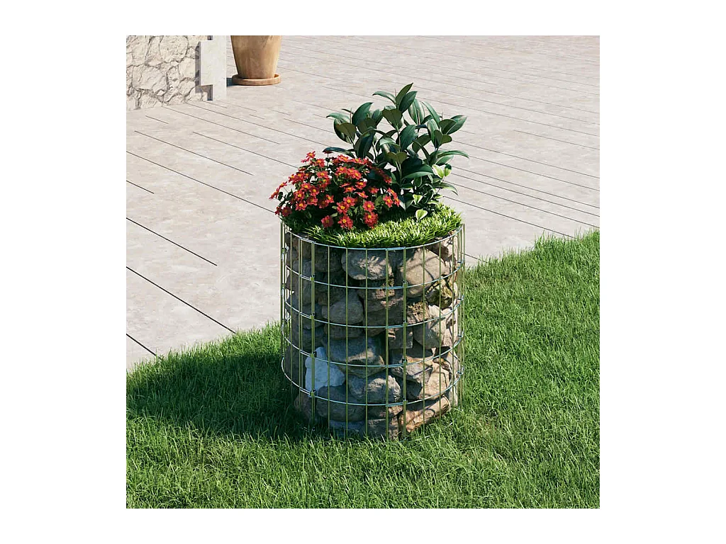 Poteau à gabion circulaire Acier galvanisé Ø50x50 cm