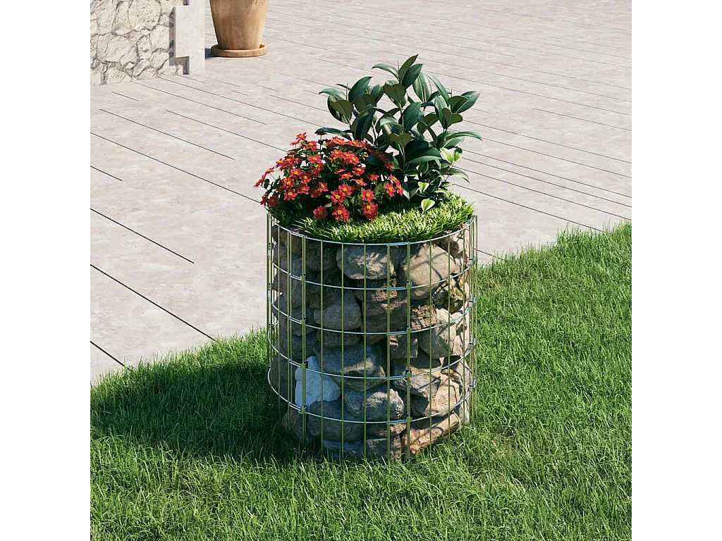 Poteau à gabion circulaire Acier galvanisé Ø50x50 cm