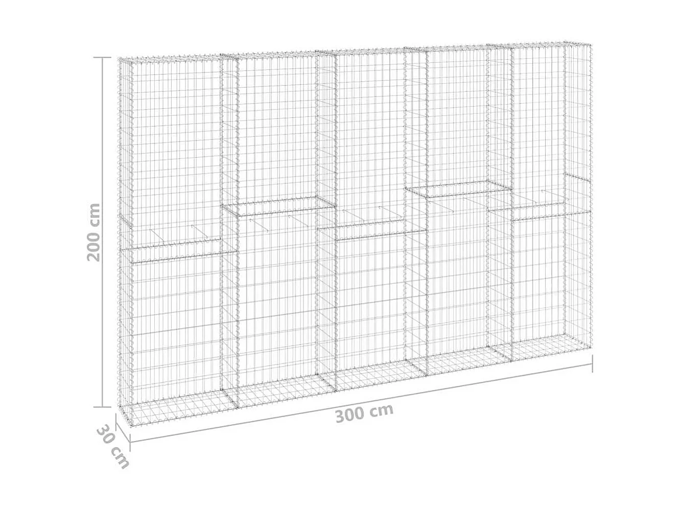 Mur en gabion-Panier de gabion avec couvercles Acier galvanisé 300x30x200 cm