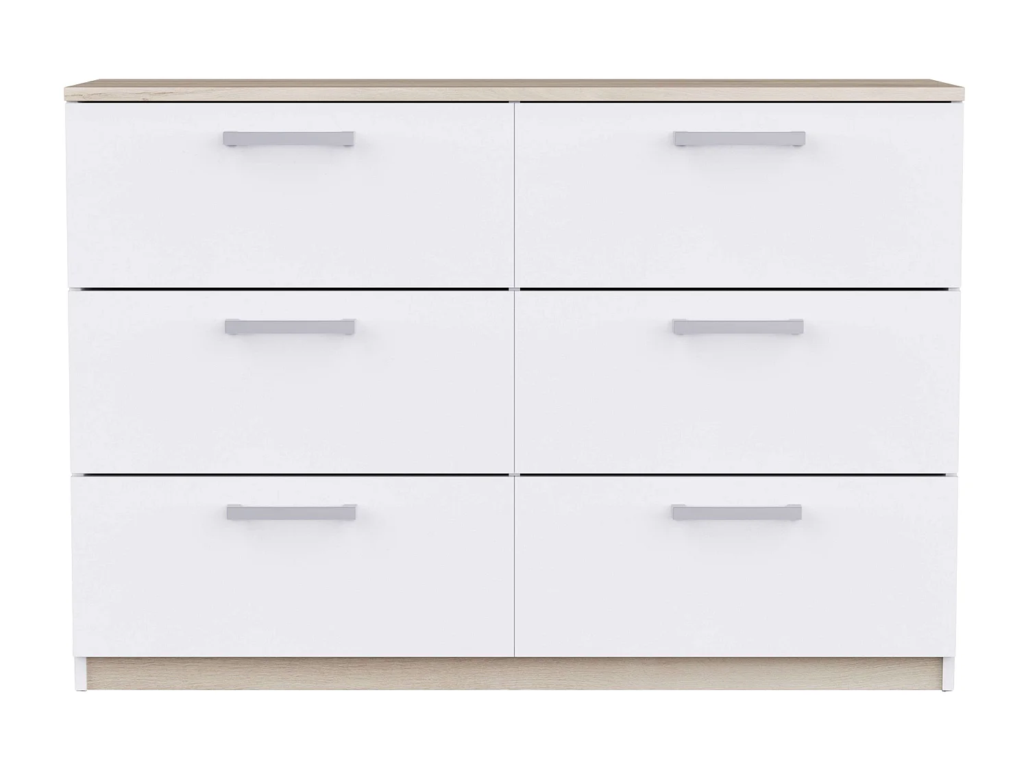 Cómoda Watson Dormitorio 6 Cajones Blanco Mate & Roble Kronberge 118.9x81.2x41.2 cm