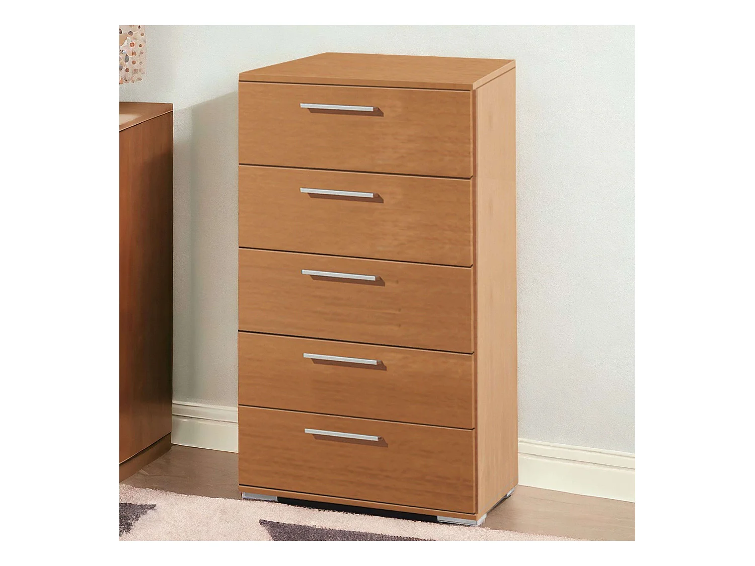 Commode classique couleur cerisier 5 tiroirs 52 x 101 x 41 cm Chambre