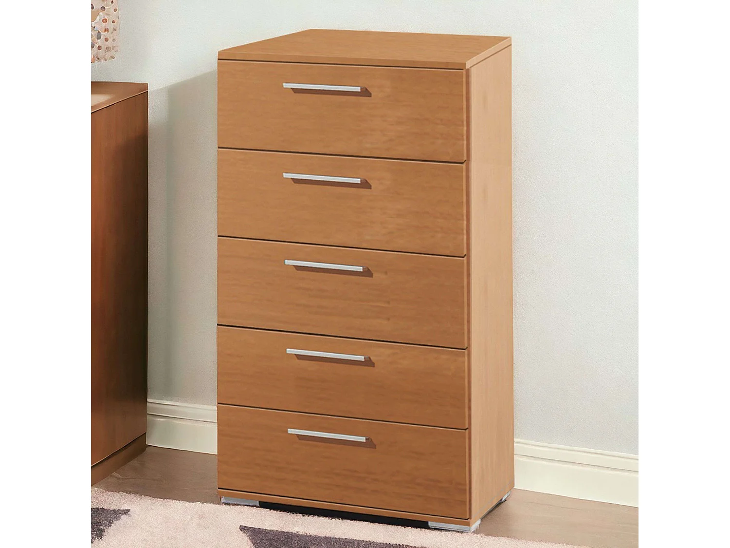 Commode classique couleur cerisier 5 tiroirs 52 x 101 x 41 cm Chambre