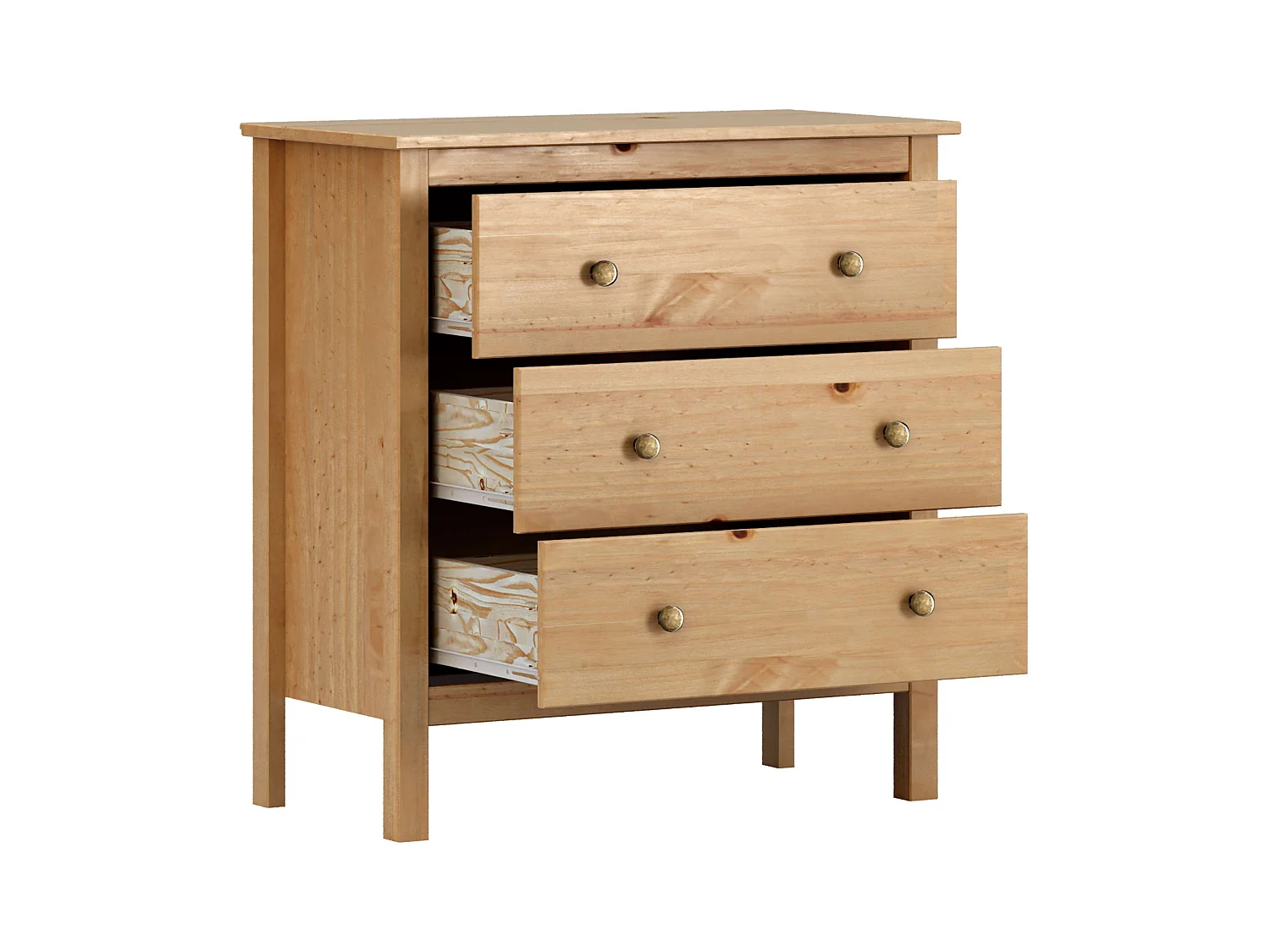 Commode en bois Samy Honey 3 tiroirs 77x81x40 cm