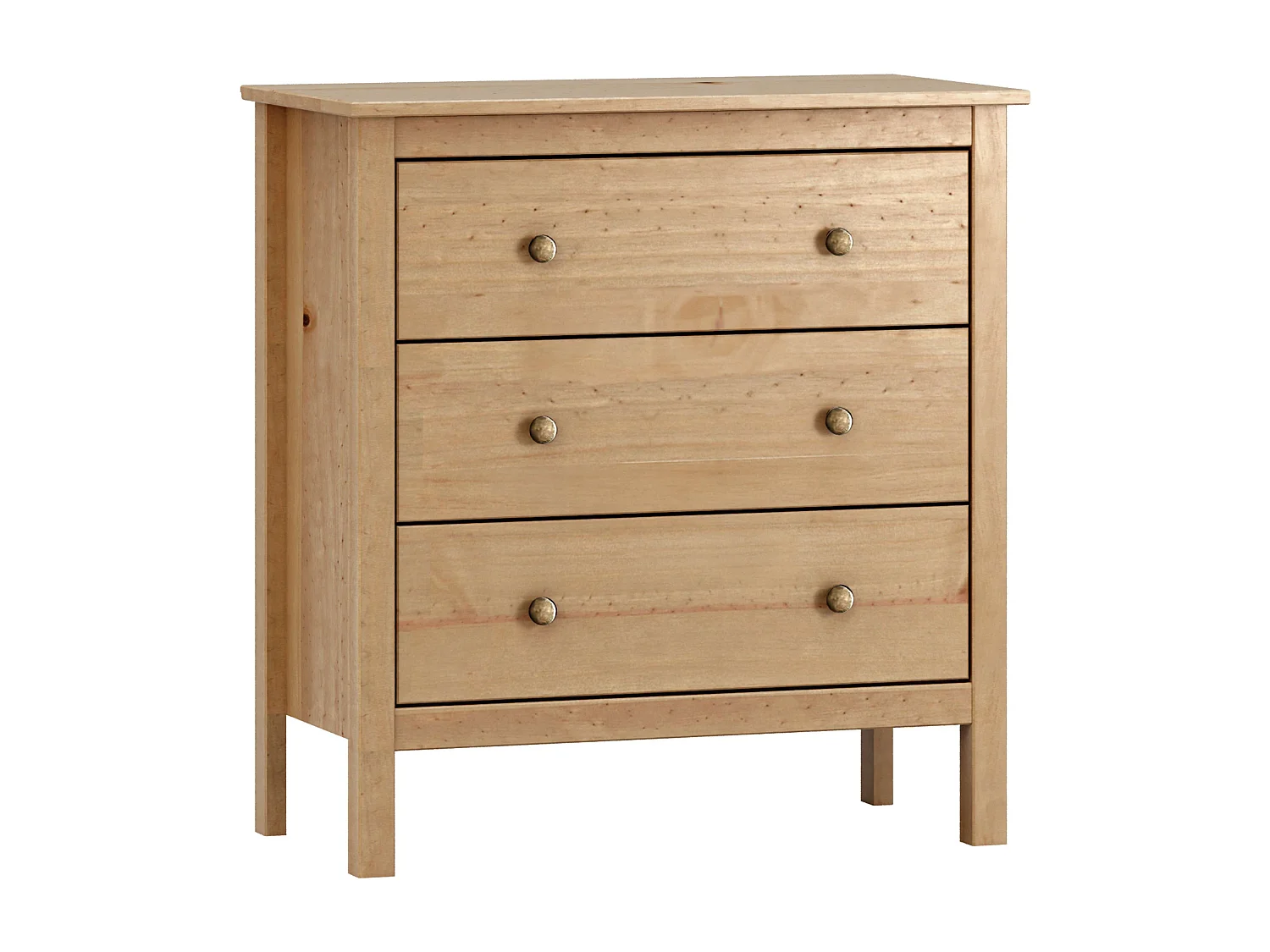 Commode en bois Samy Honey 3 tiroirs 77x81x40 cm