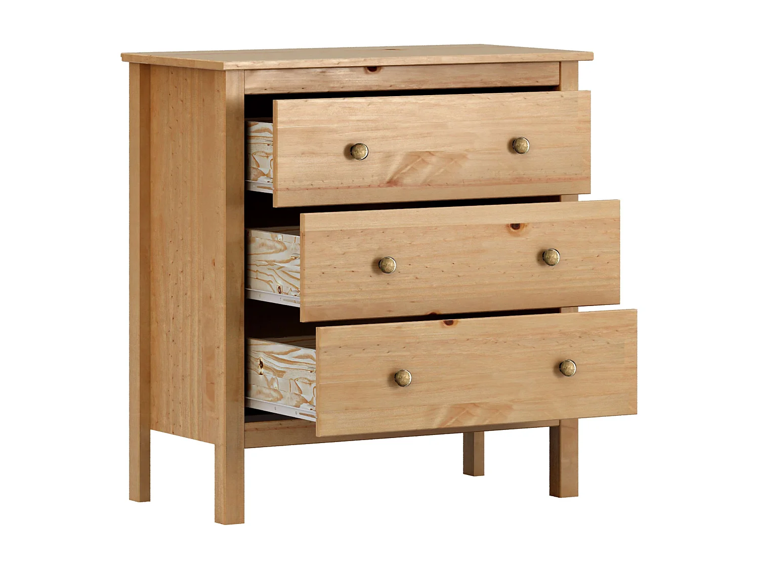 Commode en bois Samy Honey 3 tiroirs 77x81x40 cm