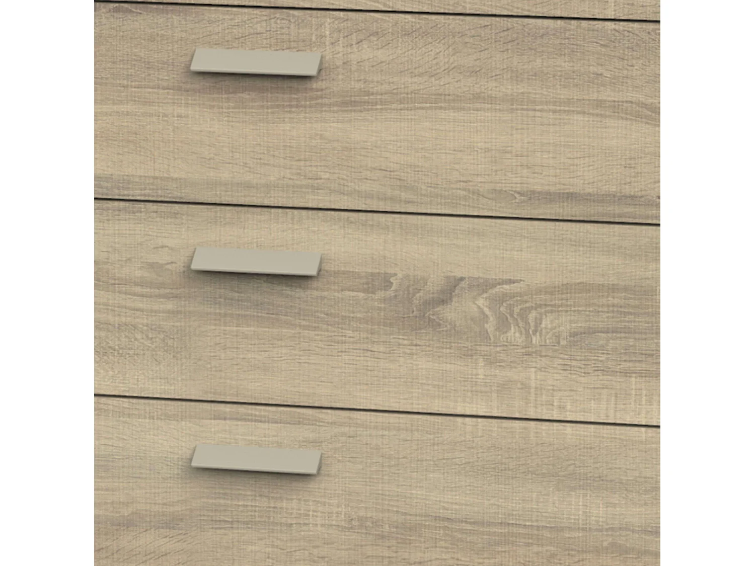 Commode 4 tiroirs avec glissières métalliques, blanc mat Tibet ou chêne cambrien, 74 x 78 cm