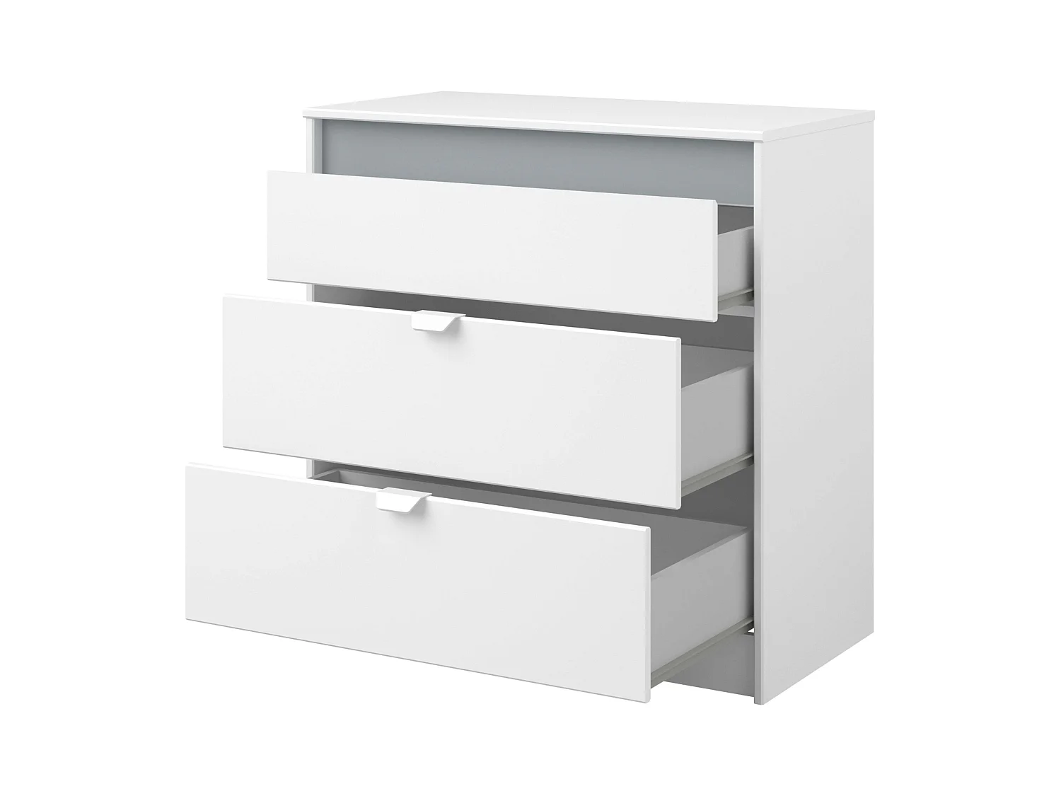 Commode Germain Youth 3 tiroirs 78 cm Blanc Gris Mélamine