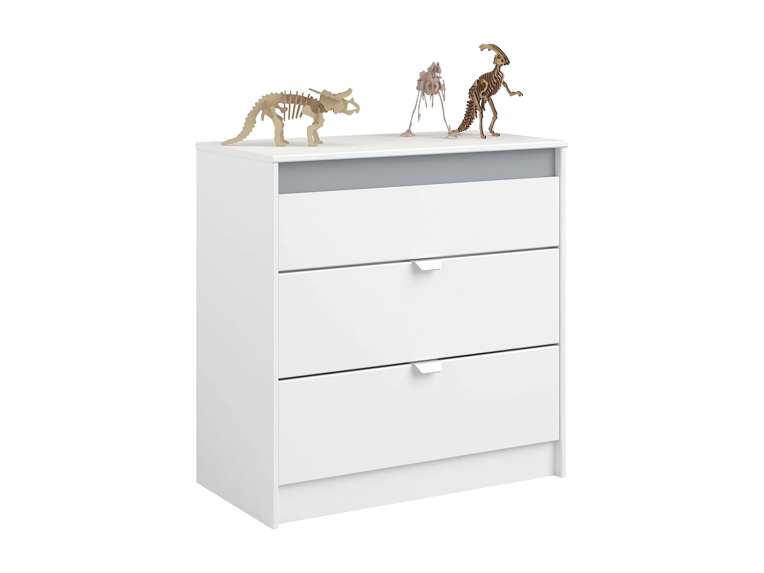 Commode Germain Youth 3 tiroirs 78 cm Blanc Gris Mélamine