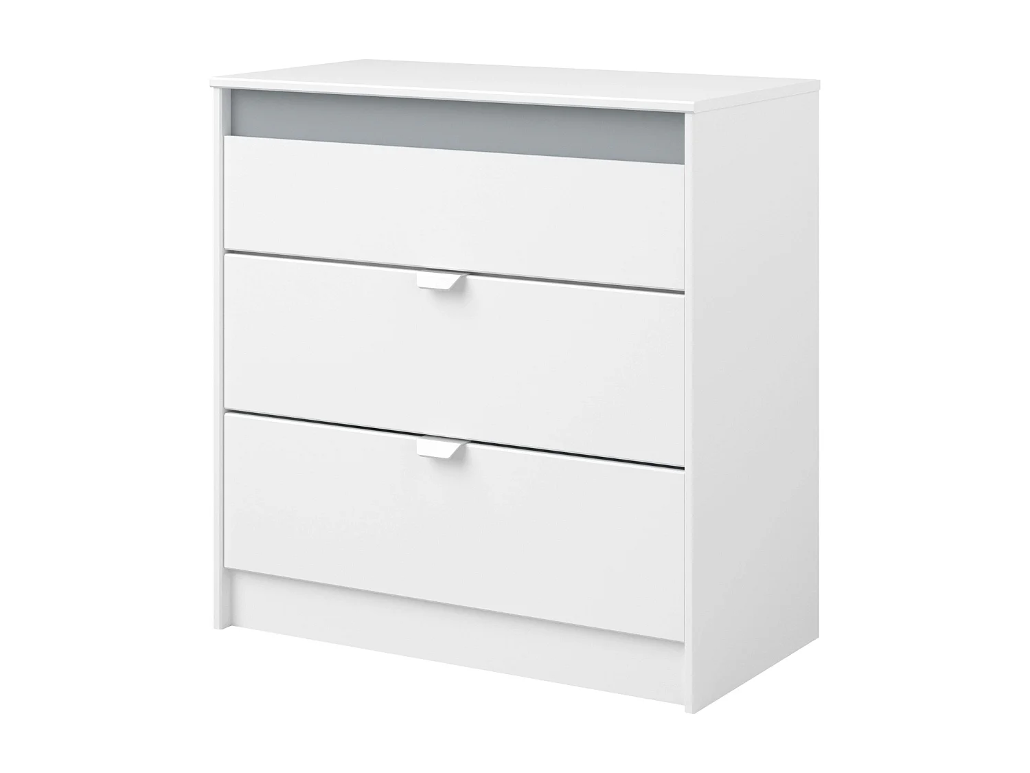Commode Germain Youth 3 tiroirs 78 cm Blanc Gris Mélamine