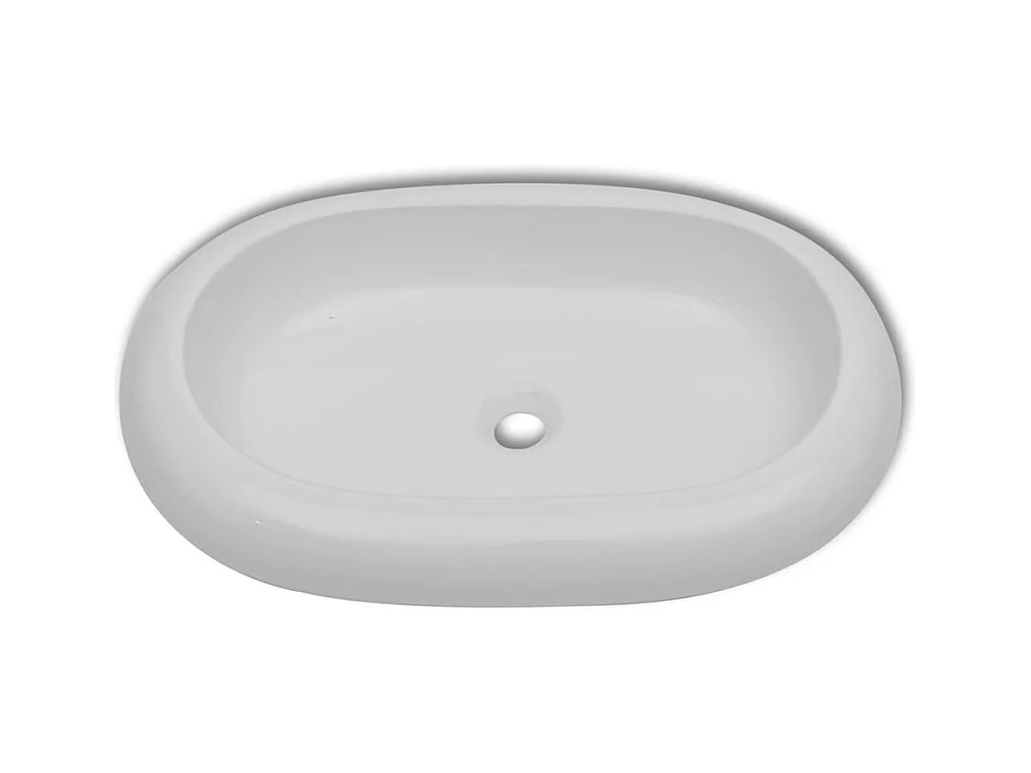 Lavabo salle de bain-Vasque à poser avec mitigeur Céramique Ovale Blanc
