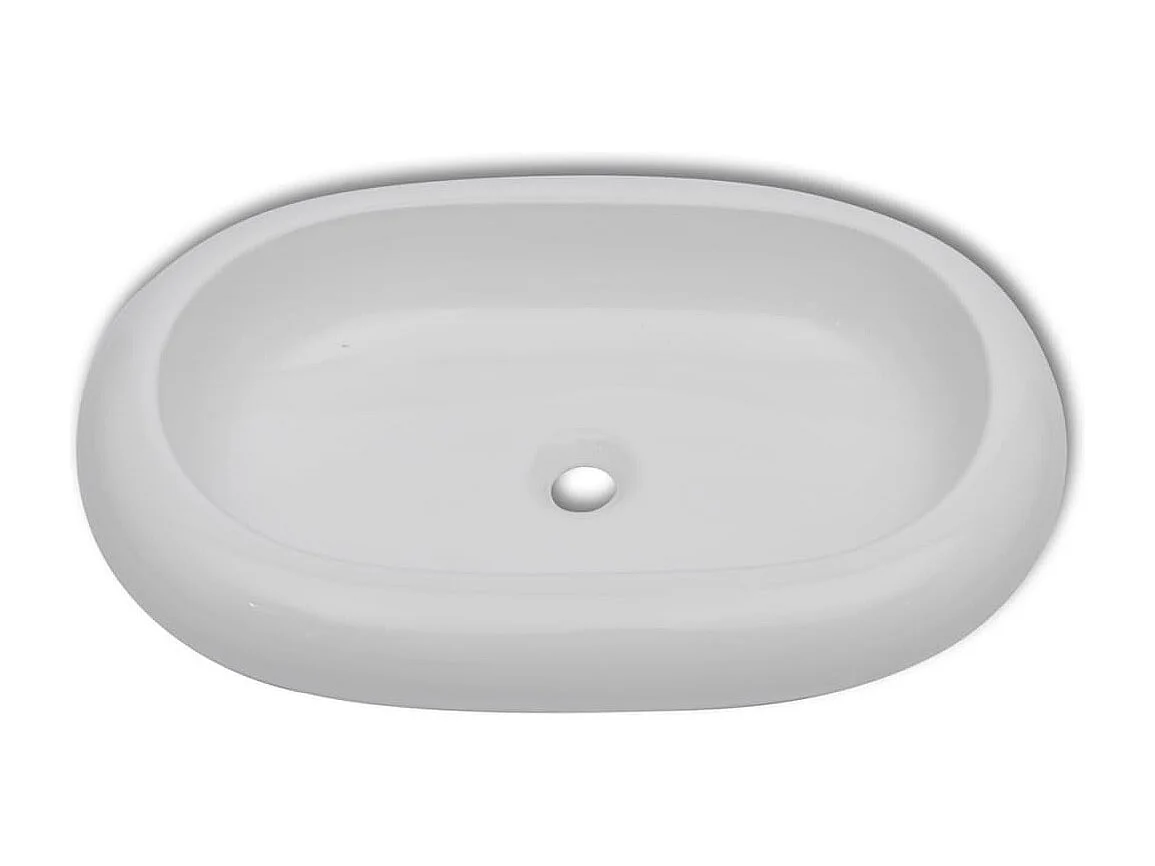 Lavabo salle de bain-Vasque à poser avec mitigeur Céramique Ovale Blanc