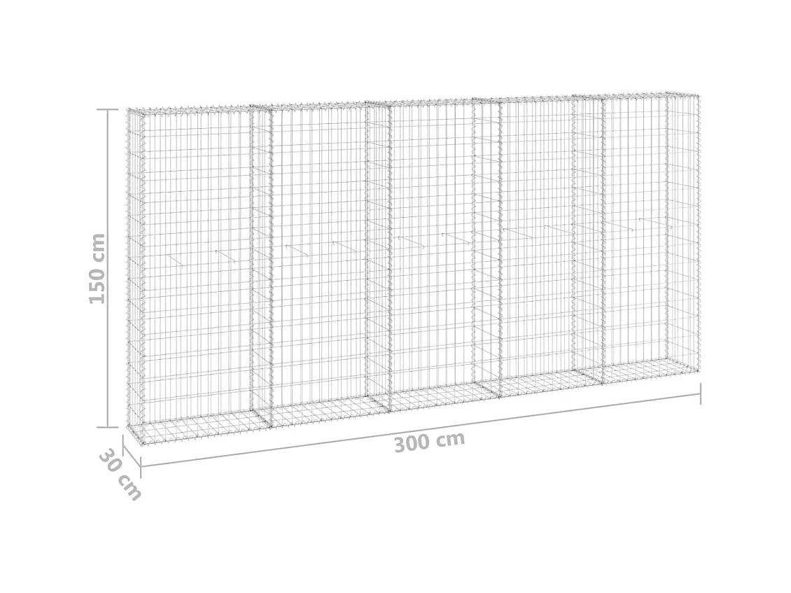 Mur en gabion-Panier de gabion avec couvercles Acier galvanisé 300x30x150 cm