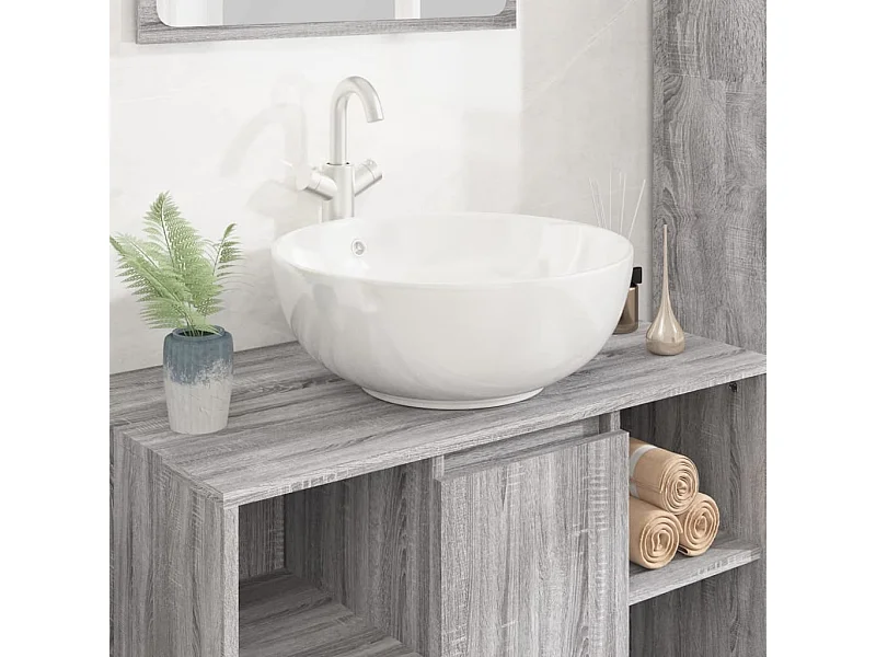 Vasque à poser-Lavabo blanc 44x17 cm céramique rond